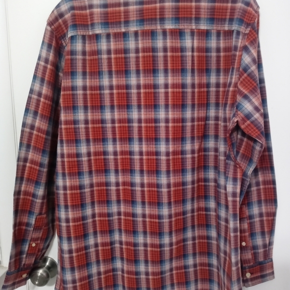 Vintage Covington Button Down Long sleeve Indigo woven Orange blue plaid Shirt - Picture 8 of 8